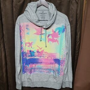 American Eagle Outfitters Gray Sweater Pastel Vaporwave Atheletic Hoodie Beach